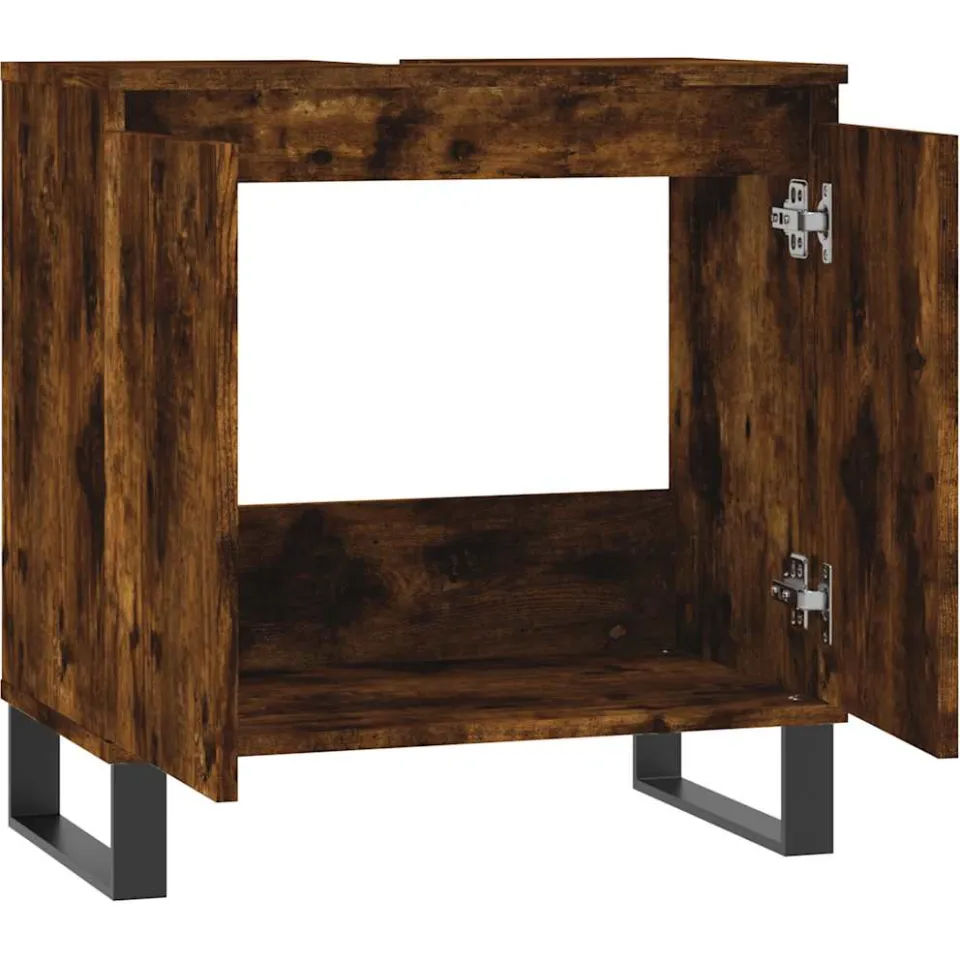 vidaXL Badkamerkast 58x33x60 cm bewerkt hout gerookt eikenkleurig, foto 4