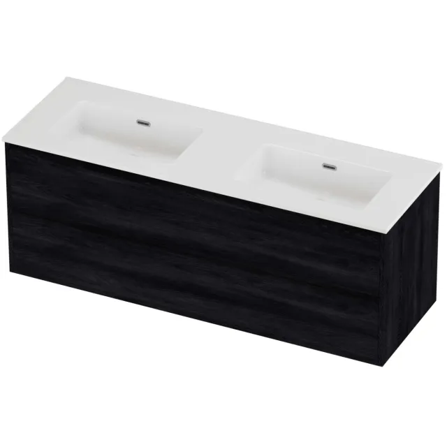 Proline Tribute Badmeubelset Porselein Elegant 2 Laden 140x46x54 cm Glans Wit Black Oak