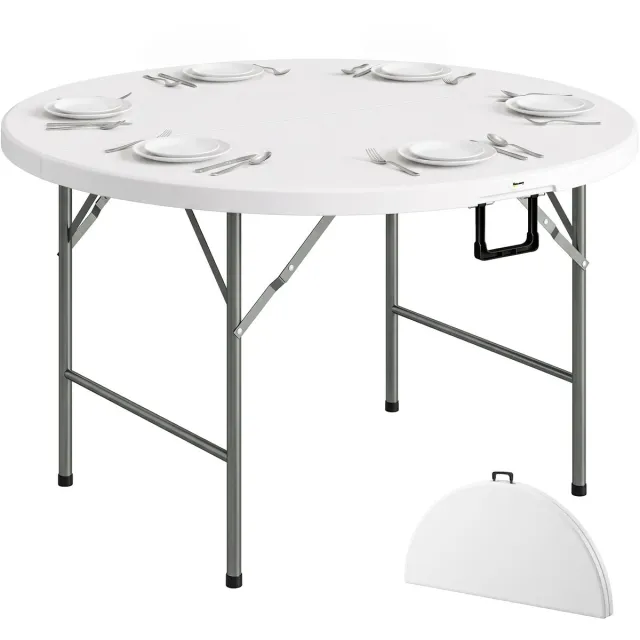 Outsunny tuintafel - HDPE - 122x122x73cm - Wit
