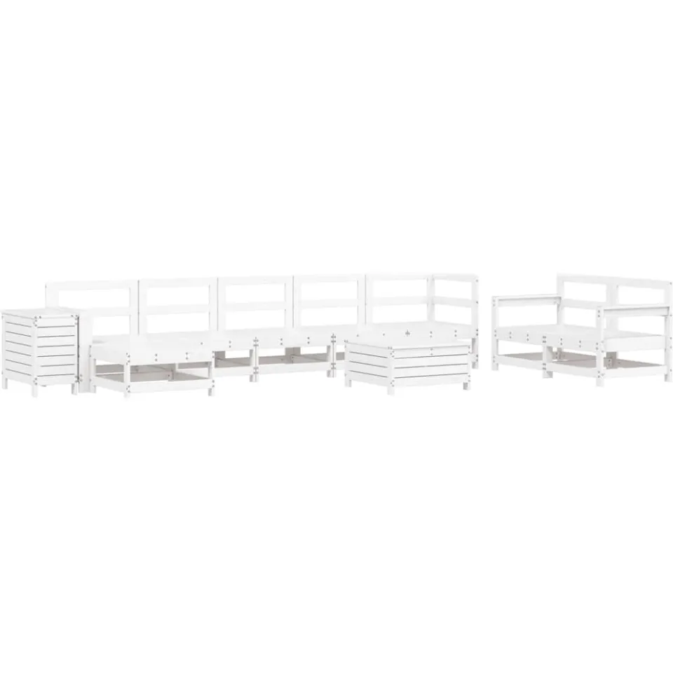 vidaXL 10-delige Loungeset massief grenenhout wit