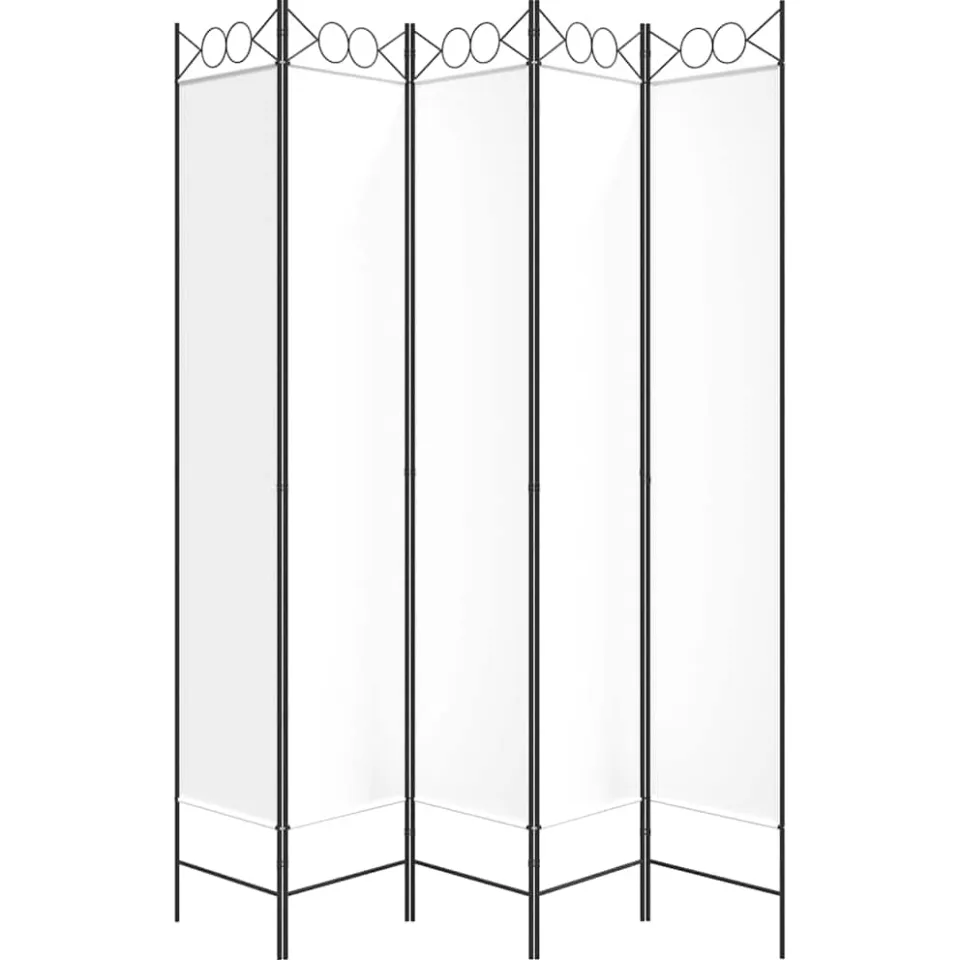 vidaXL Kamerscherm met 5 panelen 200x220 cm stof wit, foto 4