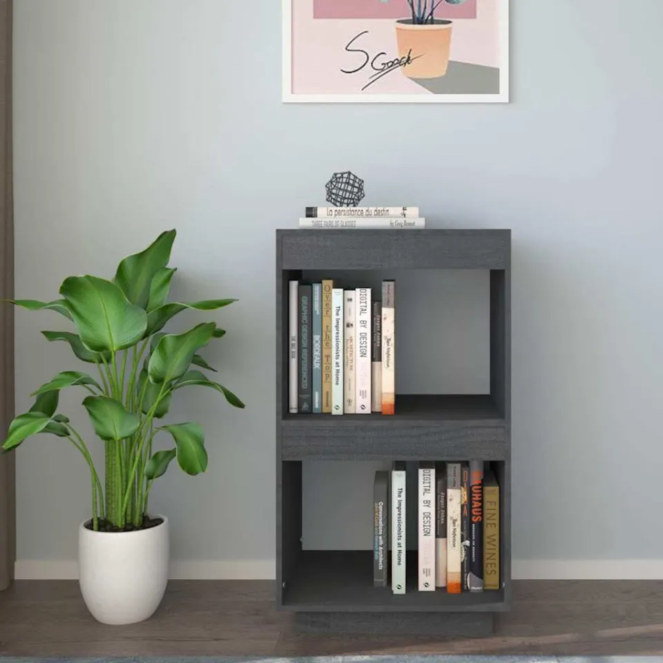 vidaXL Boekenkast 40x35x71 cm massief grenenhout grijs, foto 2