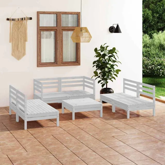 vidaXL 7-delige Loungeset massief grenenhout wit, foto 2