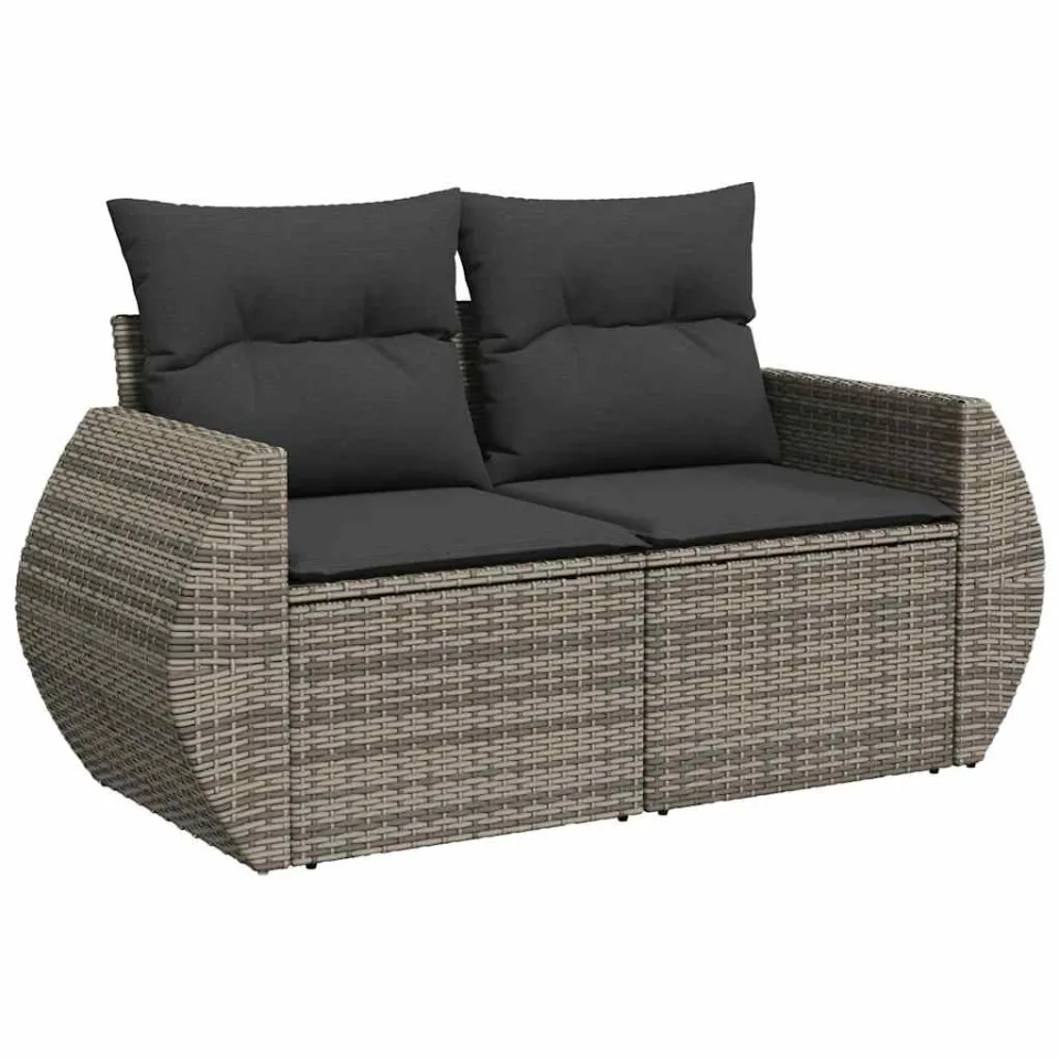 vidaXL 6-delige Loungeset met kussens poly rattan grijs, foto 4