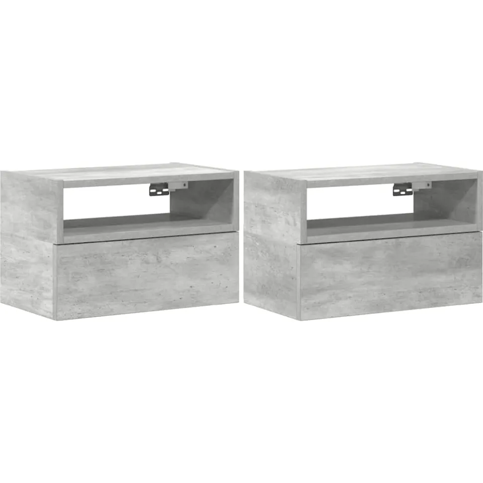 vidaXL Nachtkastjes 2 st wandgemonteerd 45x26x28,5 cm betongrijs grijs, foto 3