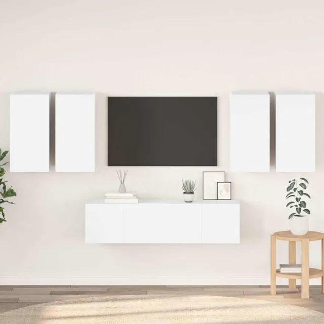 vidaXL 6-delige Tv-meubelset bewerkt hout wit, foto 2