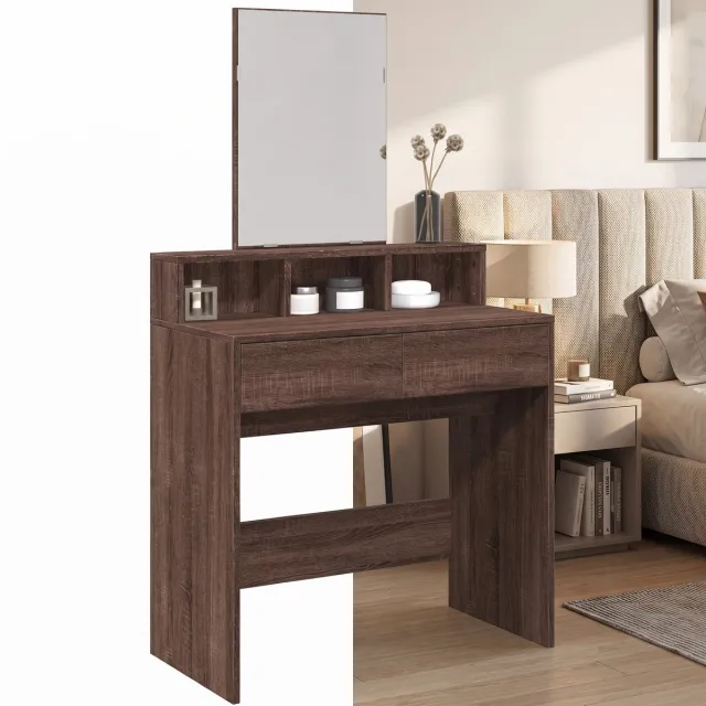 GranMaison Kaptafel met spiegel - Make up tafel - Make up - Toilettafel - Met lades - Bruin