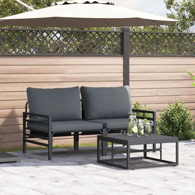 vidaXL Tuinbankenset 3 st Zwart Staal