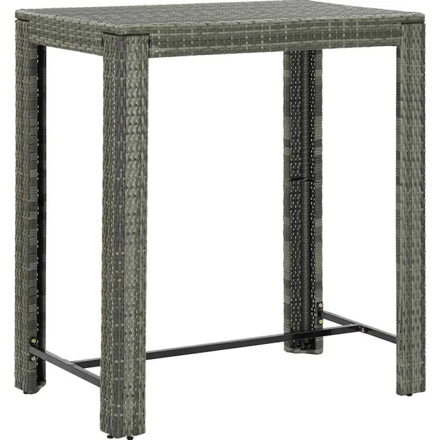 vidaXL Tuinbartafel 100x60,5x110,5 cm poly rattan grijs