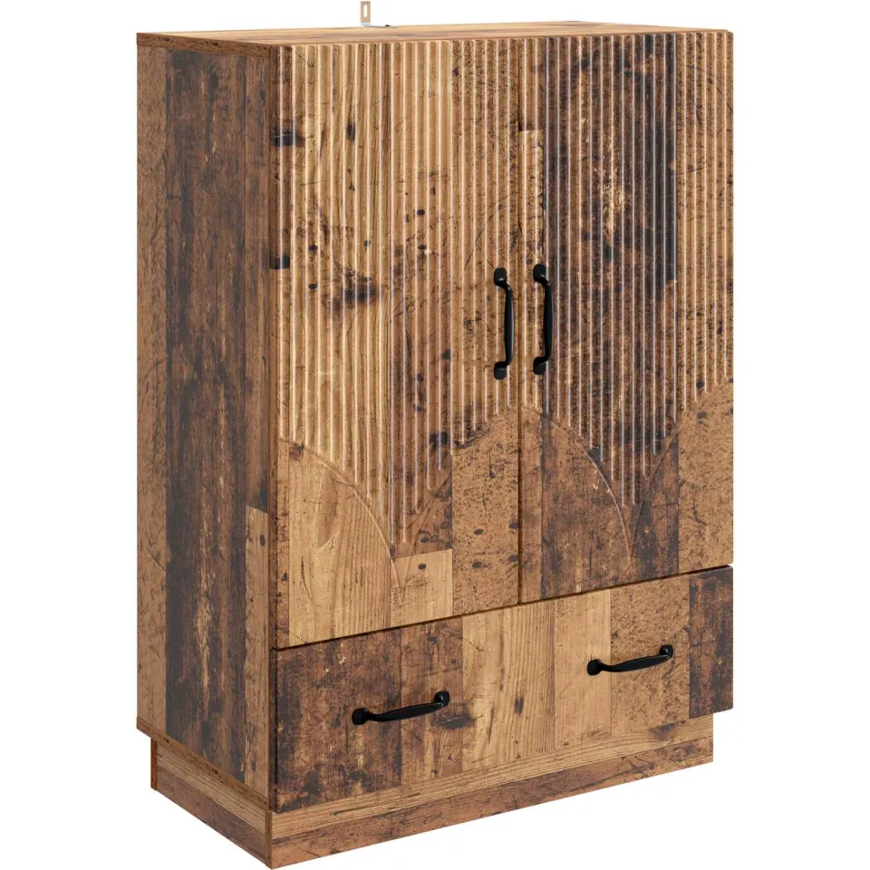 vidaXL Dressoir met lade Oud hout 66 x 34,5 x 92 cm Bewerkt hout bruin, foto 3