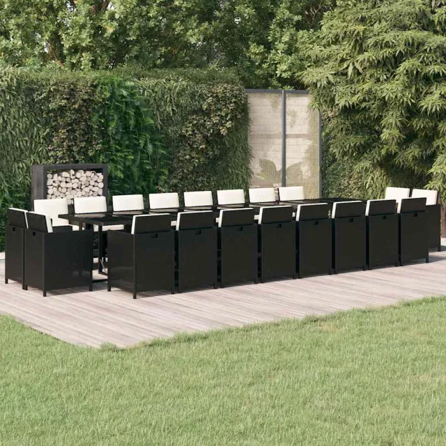 vidaXL 21-delige Tuinset met kussens poly rattan zwart, foto 2