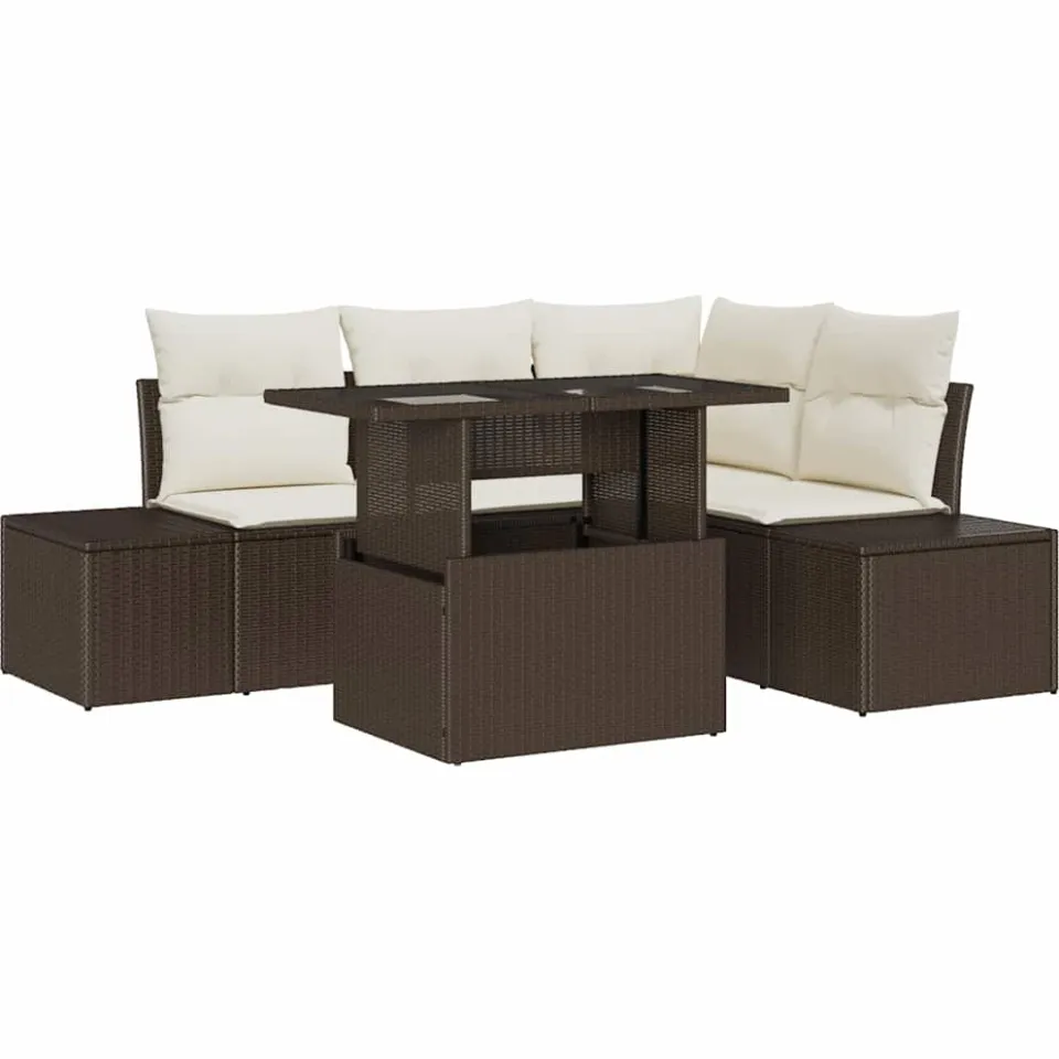 vidaXL Tuin Sofa Set 5 st Bruin poly rattan