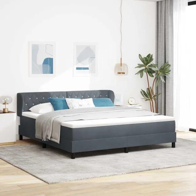 vidaXL Boxspringbed met hoofdeinde Donkergrijs 180 x 200 cm Fluweel