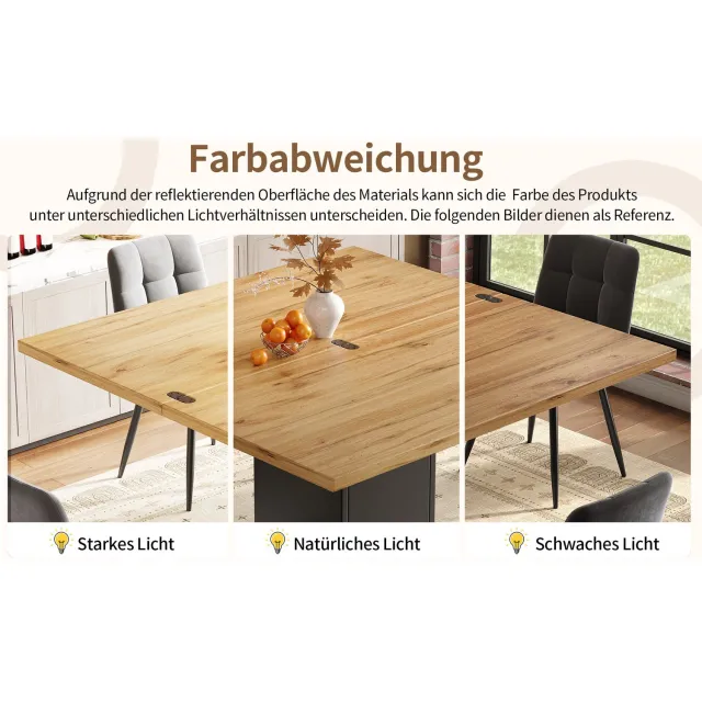 MIVRAY Uitschuifbare Eettafel - Opklapbaar Tafelblad Met Opbergruimte - Voor Keuken En Eetkamer - MDF Naturel - 120 X 120 X 75,1 Cm