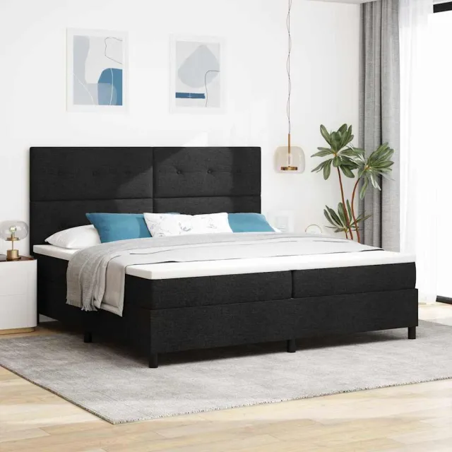vidaXL Boxspringbed met hoofdeinde Zwart 200 x 200 cm Stof