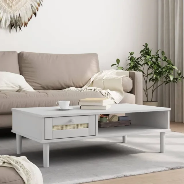 vidaXL Salontafel SENJA 100x55x33 cm rattan-look massief hout wit, foto 2