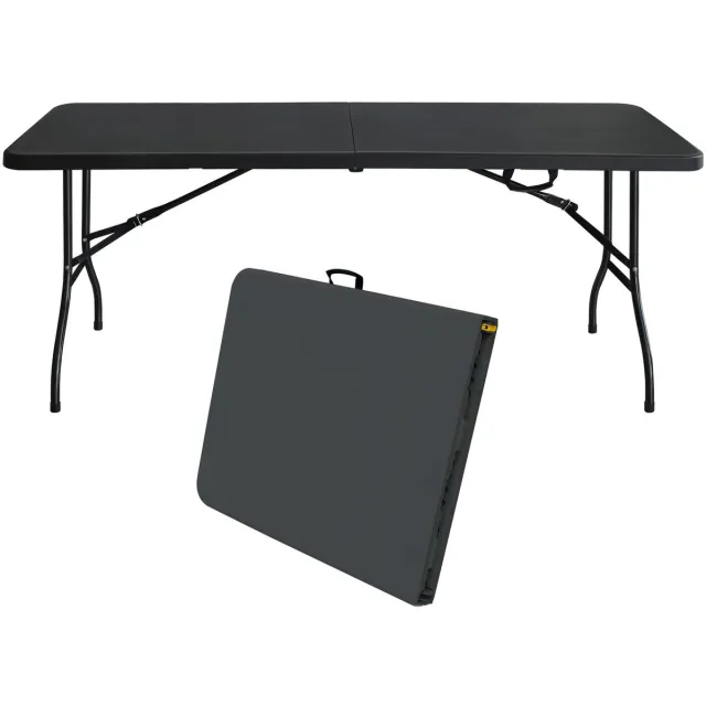 Merax Opvouwbare Tafel 180cm - Draagbare Inklapbare Tafel - Klaptafel met Handvat - Multifunctionele Vouwtafel voor Binnen en Buiten - Camping Picknick Feest - 150KG Draagkracht - Zwart