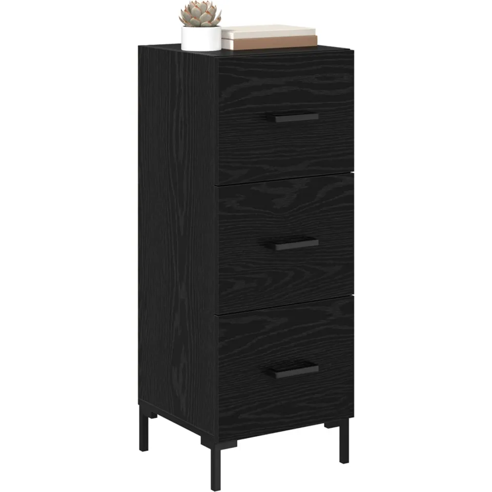 vidaXL Dressoir Zwart Eiken 34,5 x 34 x 90 cm Bewerkt hout