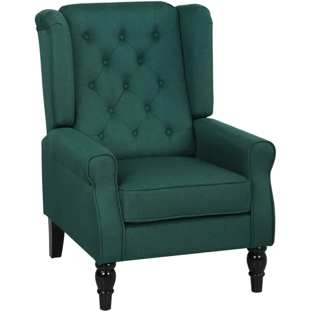 Homona Oorfauteuil - Met knoopdetails - 74 x 86 x 102 cm - Donkergroen
