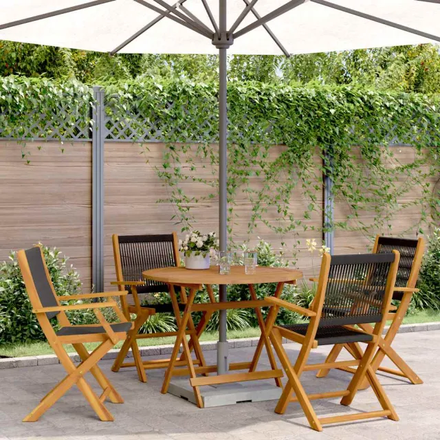 vidaXL 5-delige Tuinset polypropeen en massief hout zwart