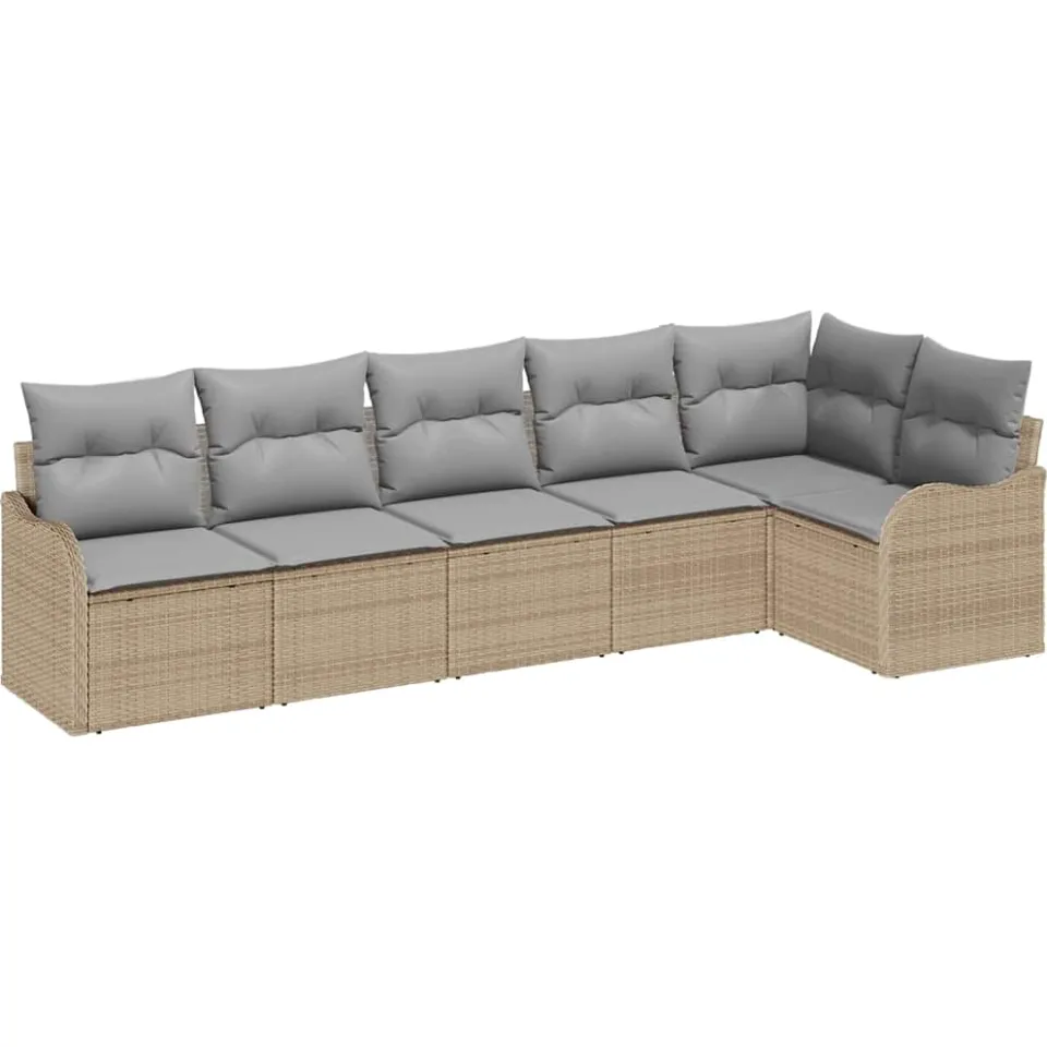 vidaXL Tuin Sofa Set 6 st Beige poly rattan
