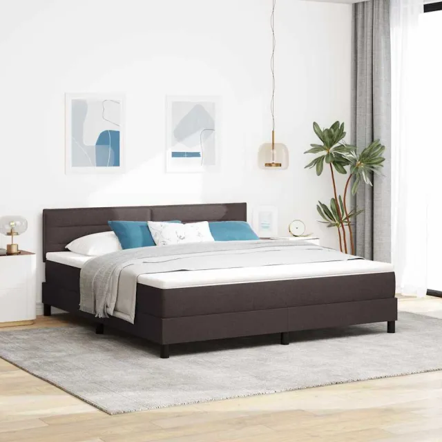 vidaXL Boxspringbed met hoofdeinde Donkerbruin 180 x 200 cm Stof