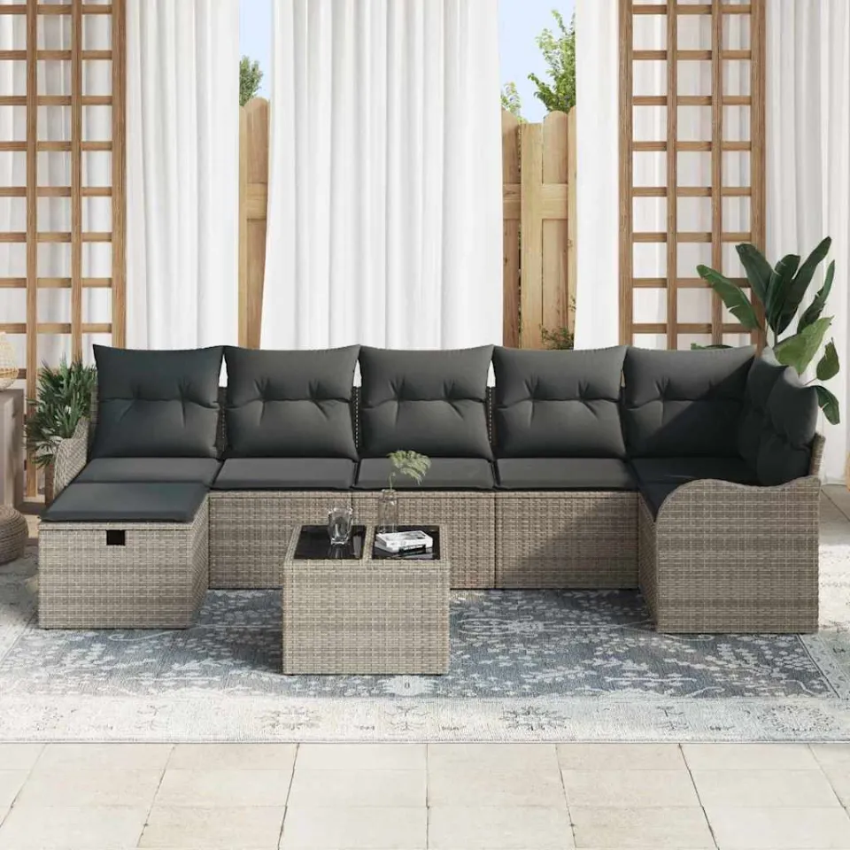 vidaXL Tuin Sofa Set 8 st Poly riet lichtgrijs, foto 3