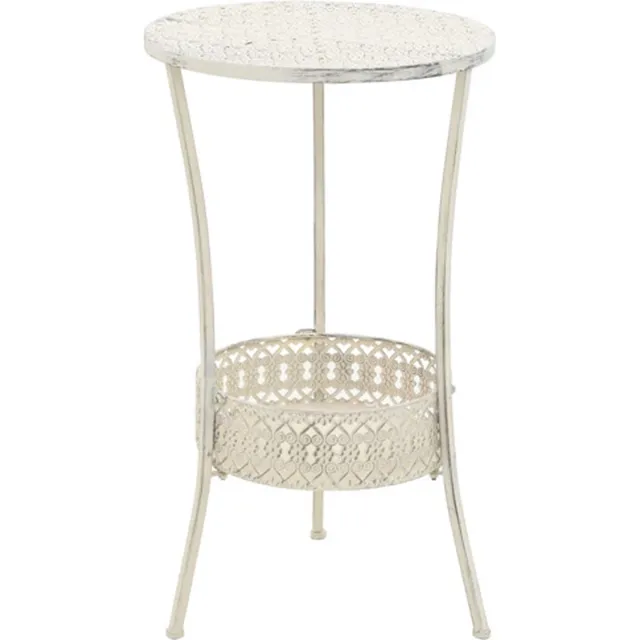vidaXL Bistrotafel - vintage - stijl - rond - 40x70 - cm - metaal - wit