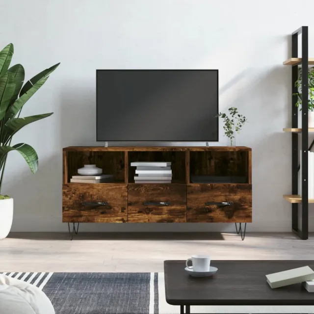 vidaXL Tv-meubel 102x36x50 cm bewerkt hout gerookt eikenkleurig, foto 2