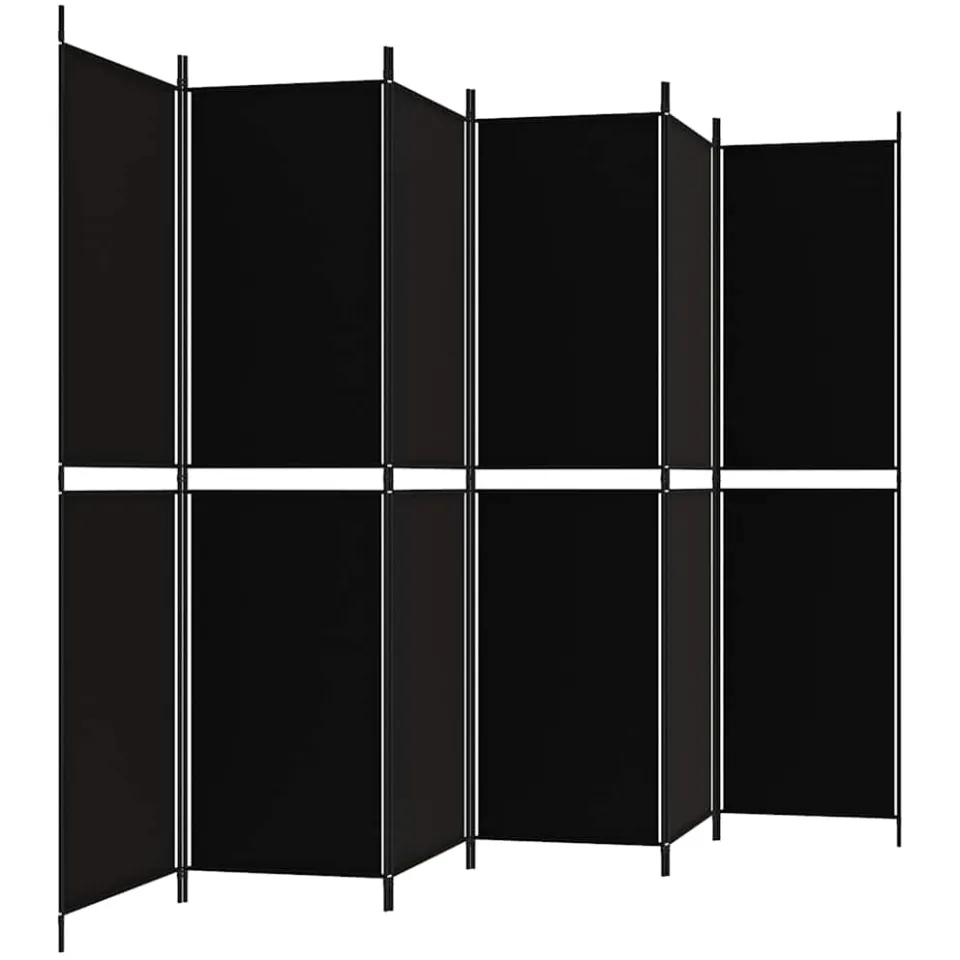 vidaXL Kamerscherm met 6 panelen 300x200 cm stof zwart, foto 3