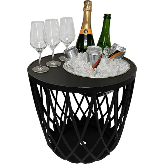 COOTAB Cooler Table 4-in-1 Loungetisch mit Edelstahl-Kühler Dubai 45 cm zwart-gekleurd