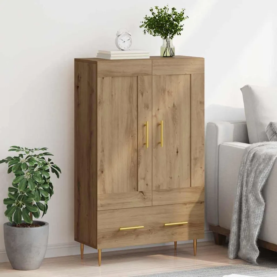 vidaXL Highboard Artisan Eiken 69,5 x 31 x 115 cm Bewerkt hout, foto 4
