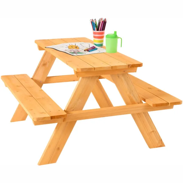 FableKids Arne Kinderzitje voor 4 kinderen Picknicktafel massief hout Naturel