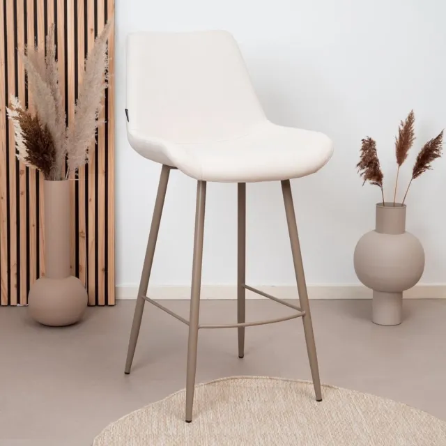 Bronx71 Scandinavische barkruk Maud gerecyclede stof off white 74 cm - barstoel Wit