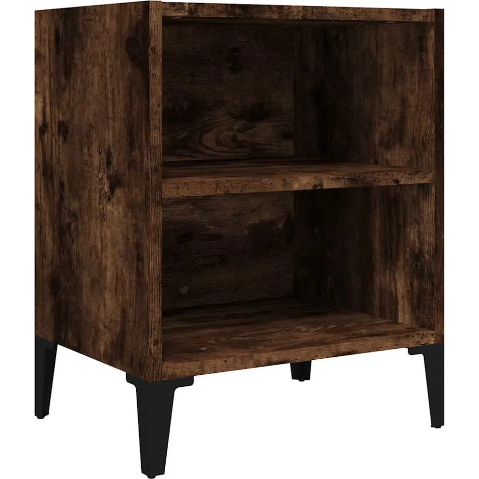 vidaXL Nachtkastje met metalen poten 40x30x50 cm gerookt eikenkleurig, foto 3