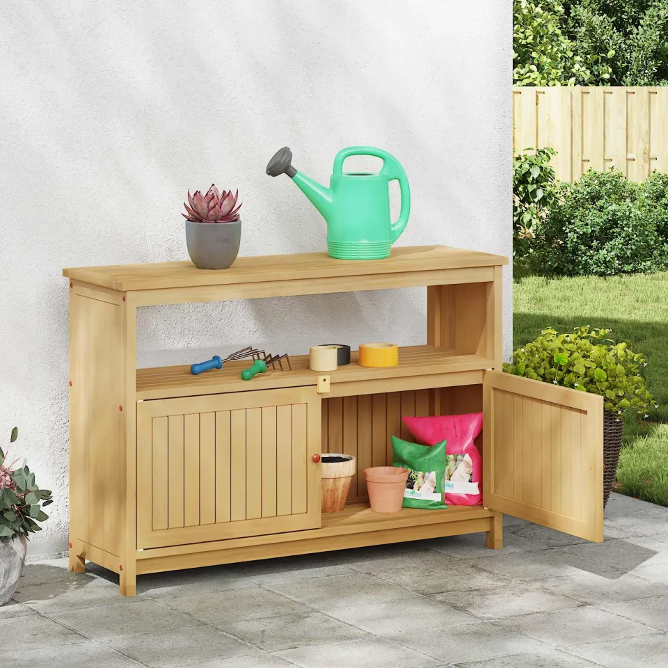vidaXL Tuin Console Tafel met opslag Licht acacia 110 x 35 x 75 cm bruin, foto 3