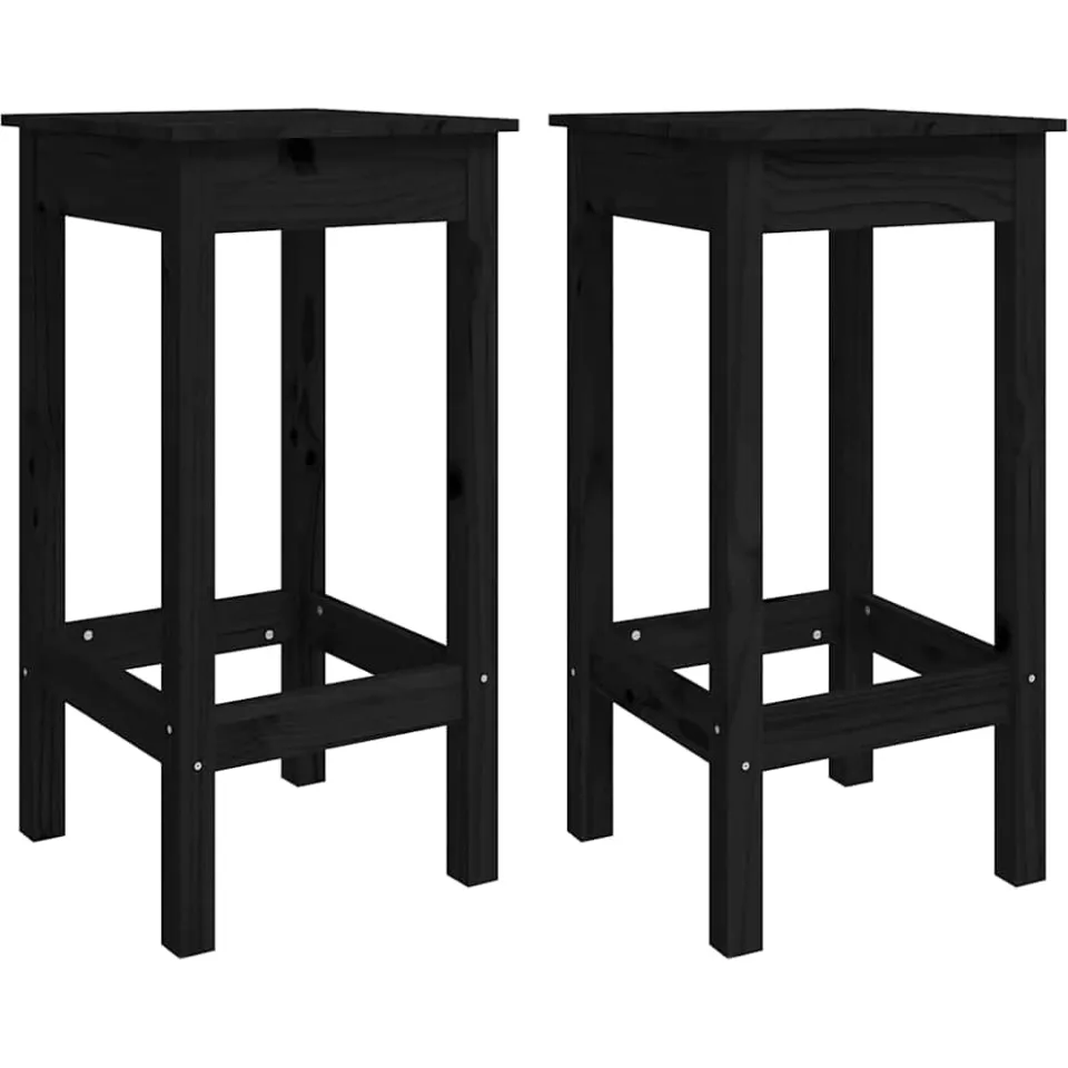 vidaXL Barstoelen 2 st 40x40x78 cm massief grenenhout zwart, foto 3