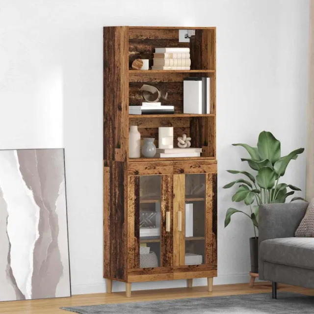 vidaXL Hoge kast Oud Hout 69,5 x 32,5 x 180 cm Bewerkt hout Bruin