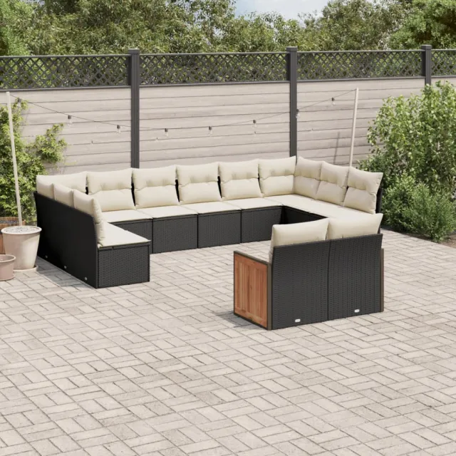 vidaXL 12-delige Loungeset met kussens poly rattan zwart, foto 2