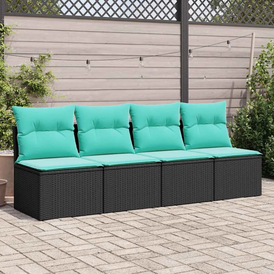 vidaXL 2-delige Loungeset met kussens poly rattan acacia zwart, foto 2