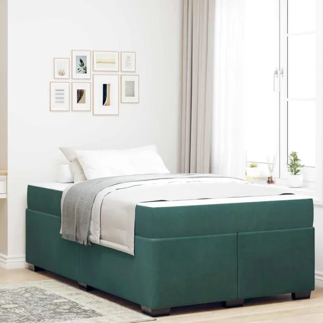 vidaXL Bedframe met matras Donkergroen 120 x 200 cm Stof