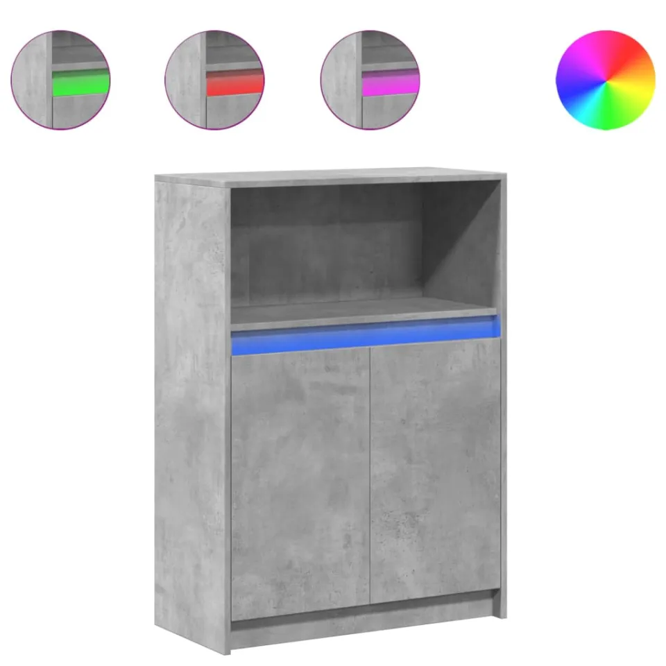 vidaXL Dressoir met LED 72x34x100 cm bewerkt hout betongrijs grijs, foto 3