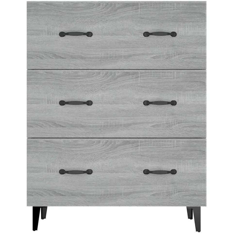 vidaXL Dressoir 69,5x34x90 cm bewerkt hout grijs sonoma eikenkleurig, foto 4