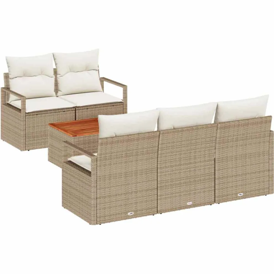 vidaXL Tuinbankenset 6 st Beige en Crème poly rattan