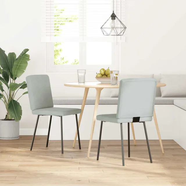 vidaXL Eetkamerstoelen 2 st fluweel lichtgrijs grijs