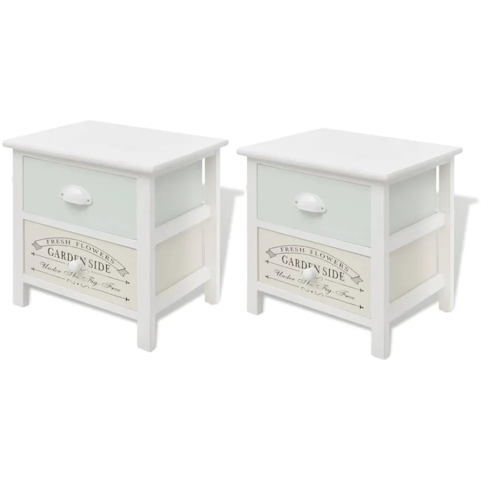 vidaXL Nachtkastjes Franse stijl 2 st hout wit, foto 3