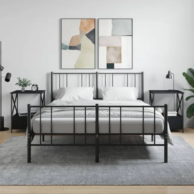 vidaXL Nachtkastjes 2 st 50x41x65 cm bewerkt hout zwart, foto 2