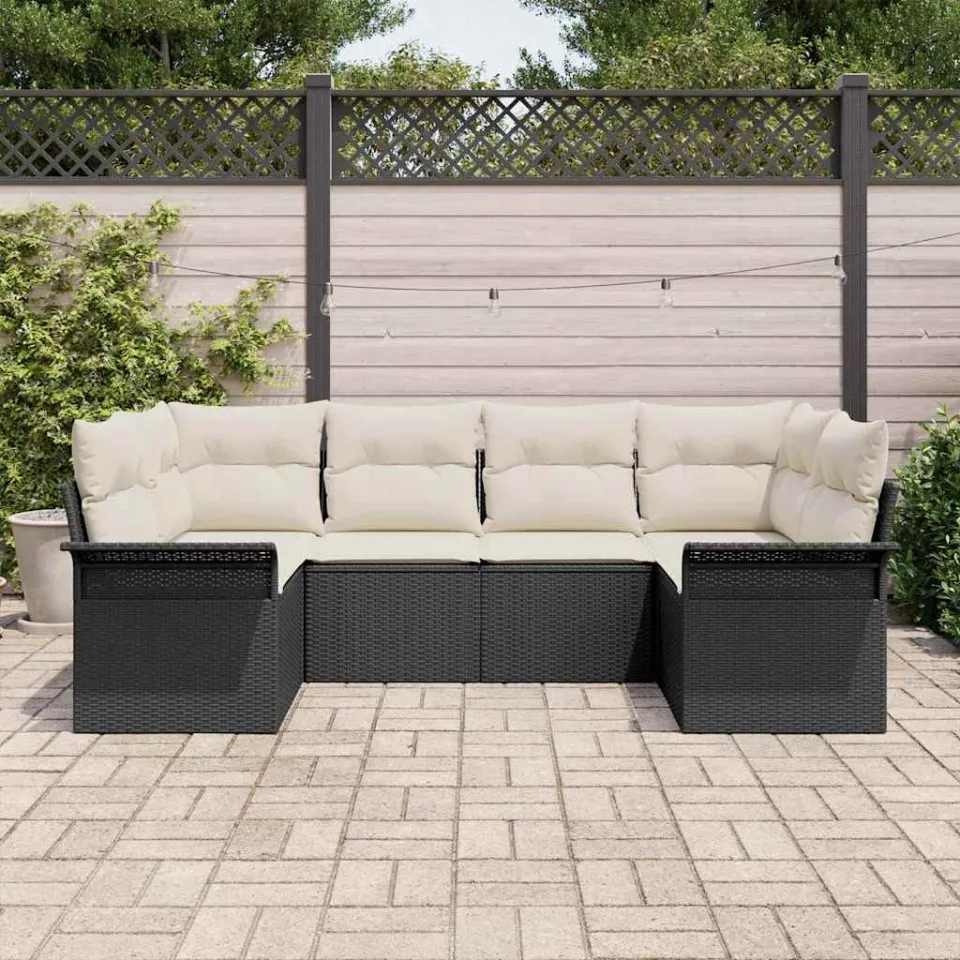 vidaXL Tuinbankenset 6 st Zwart poly rattan, foto 3