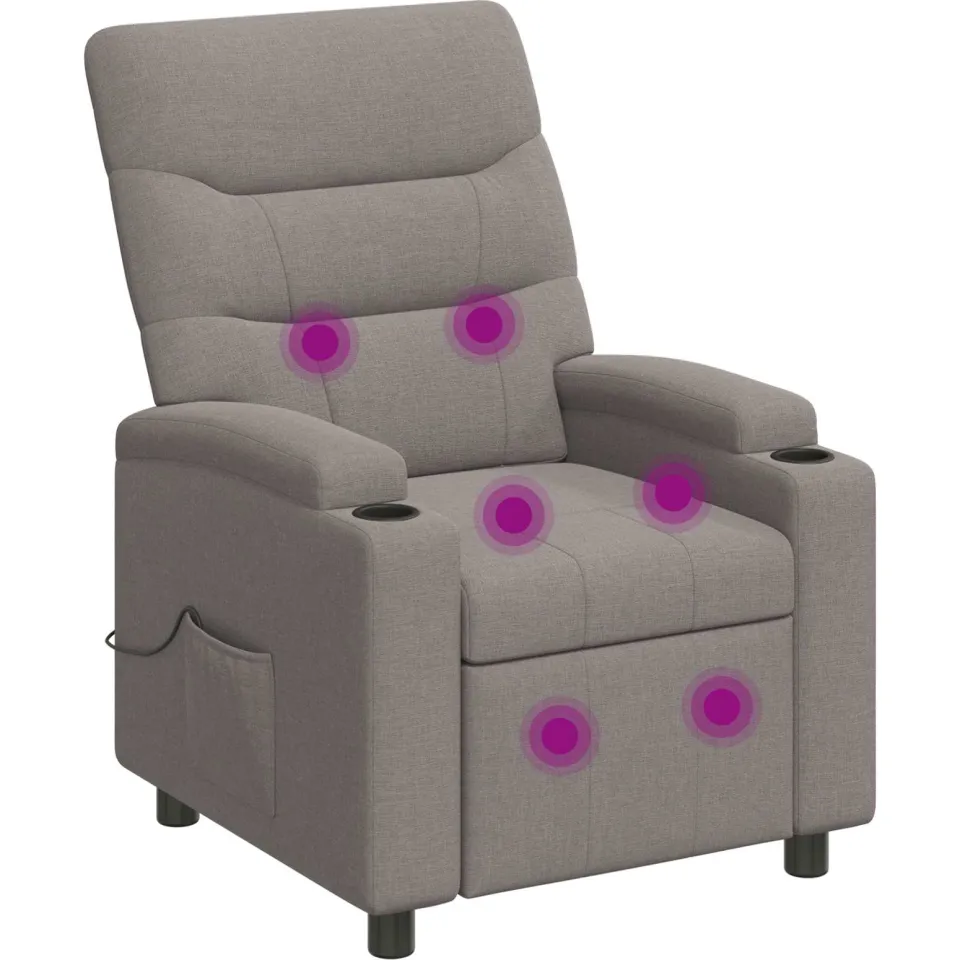 vidaXL Massage-relaxstoel Taupe 75 x 95 x 103 cm Stof, foto 3