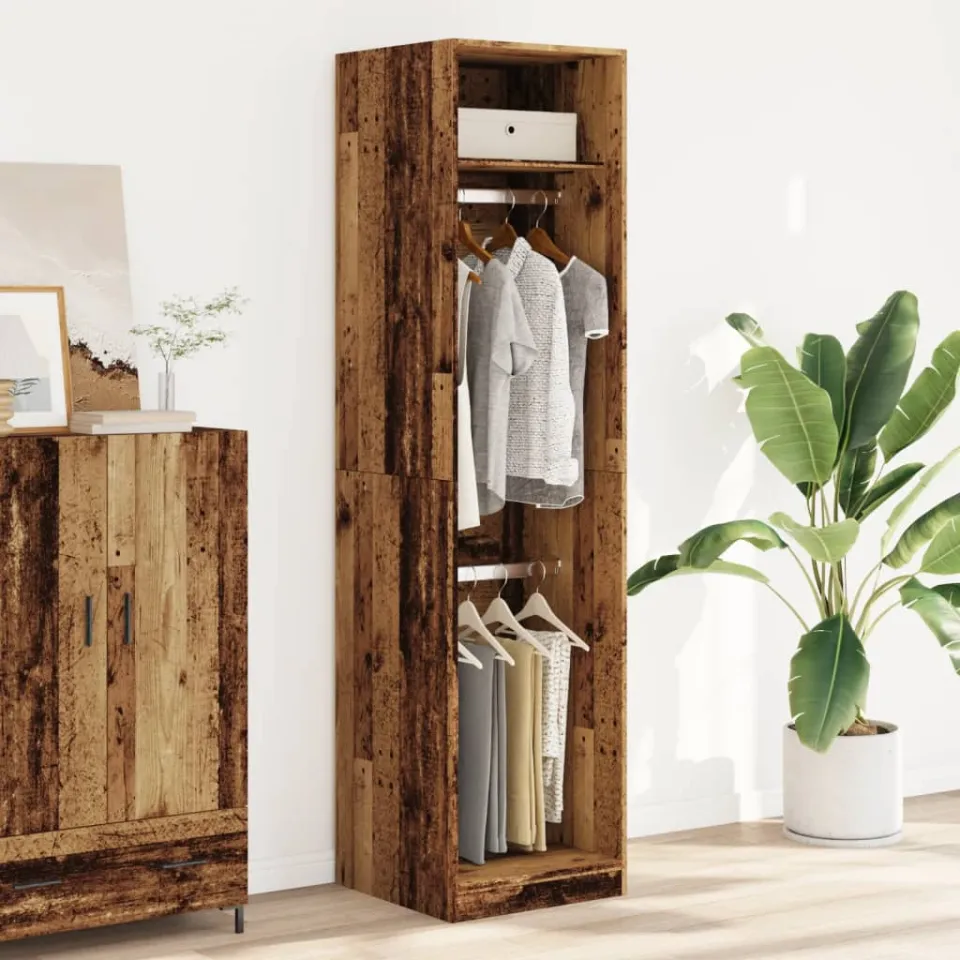 vidaXL Kledingkast 50x50x200 cm bewerkt hout oud hout bruin, foto 2